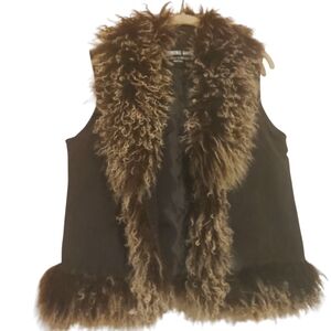 Running Wild Fur Trim Leather Vest